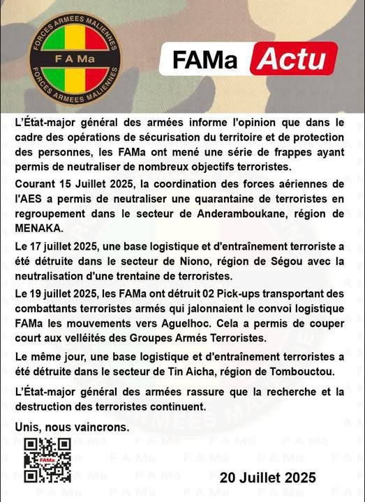 Армия Мали: В результате ударов армии убито более 70 боевиков