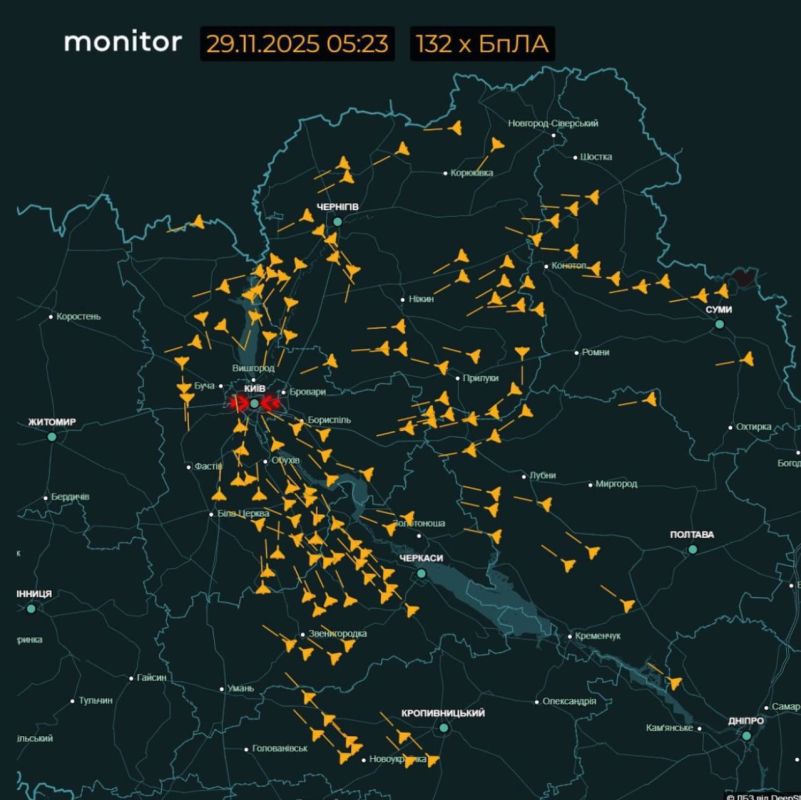 «Сегодня была одна из самых массовых атак по Киеву и области: до 400 дронов, около 4 «кинжалов» и 35 крылатых ракет