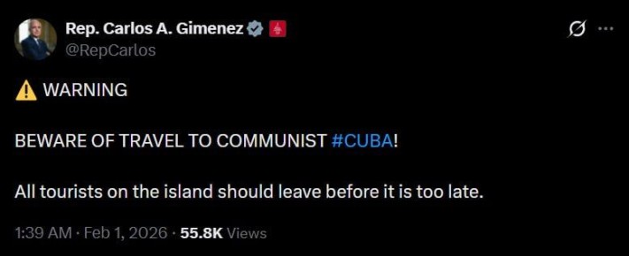 Американский конгрессмен-республиканец Карлос Гименес призвал туристов срочно покинуть Кубу